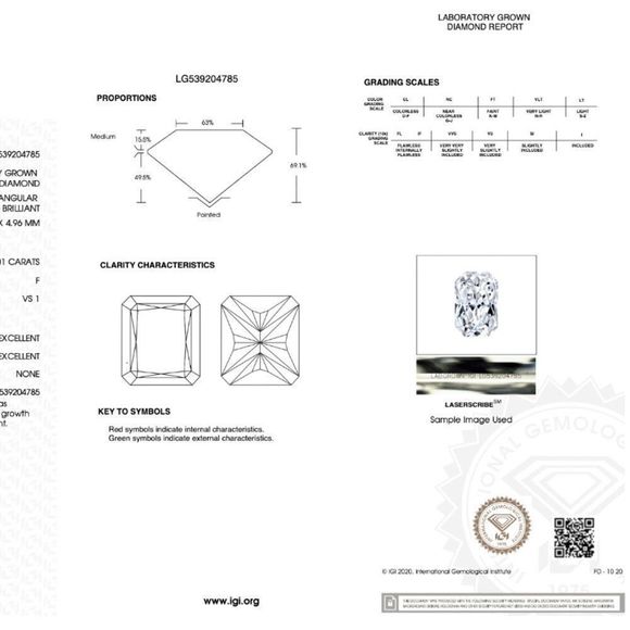IGI Certified 3.01 F VS1 Lab Grown Radiant Cut Diamond - Loose - Picture 7 of 7